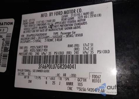 2016 Ford Fusion Hybrid Se z USA, uszkodzony, nr VIN 3FA6P0LU7GR204041